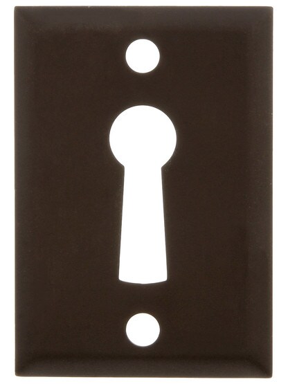 Rectangular Stamped Brass Keyhole Cover - 1 11/16 inch x 1 3/16 inch in Oil-Rubbed Bronze.